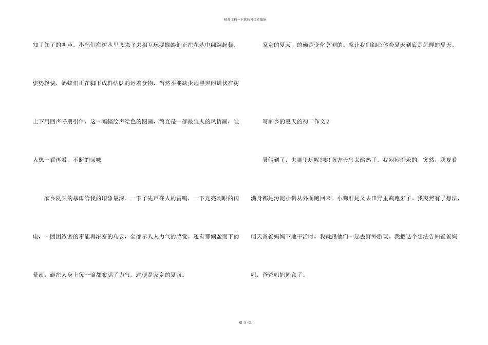 写家乡的夏天的初二怎么写_第2页