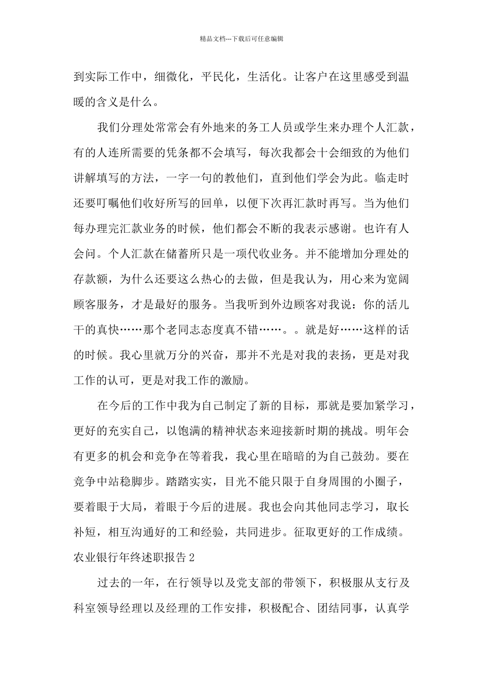 农业银行年终工作述职报告_第2页