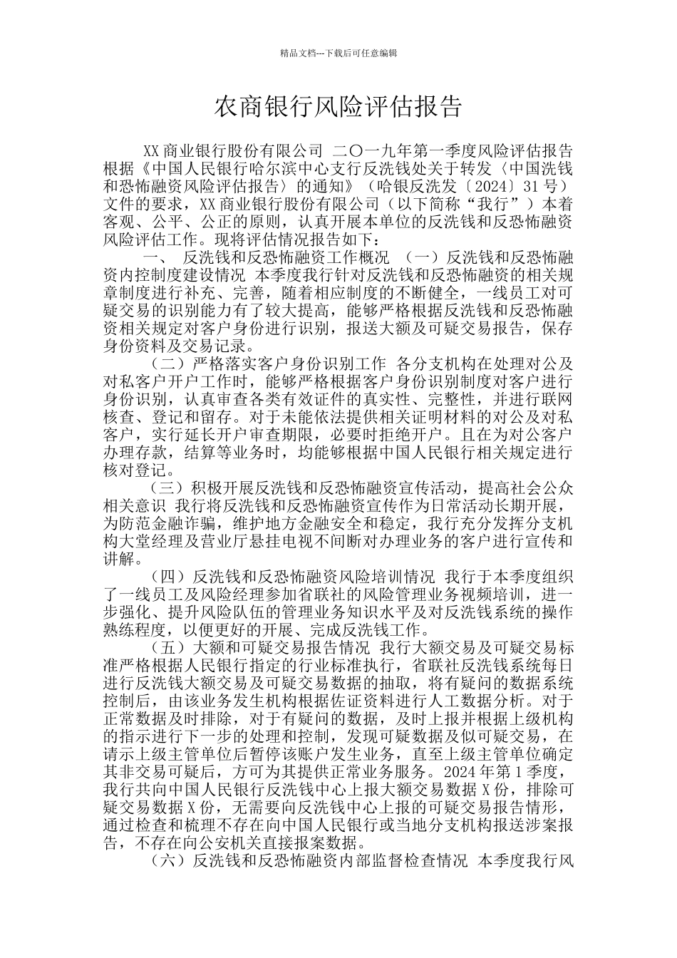 农商银行风险评估报告_第1页