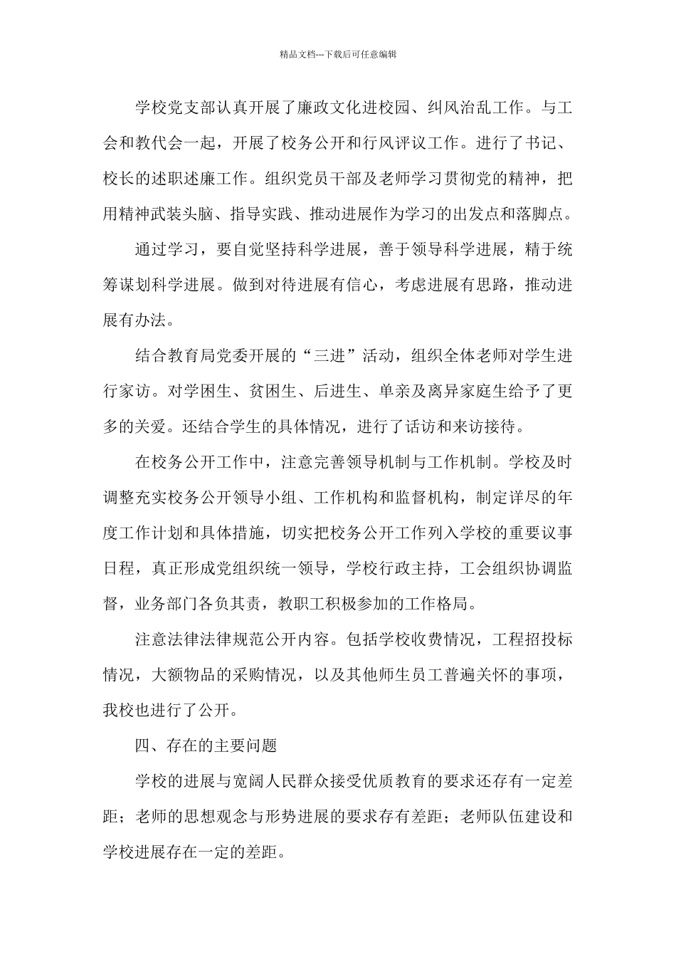 农村小学党支部书记述职报告_第3页