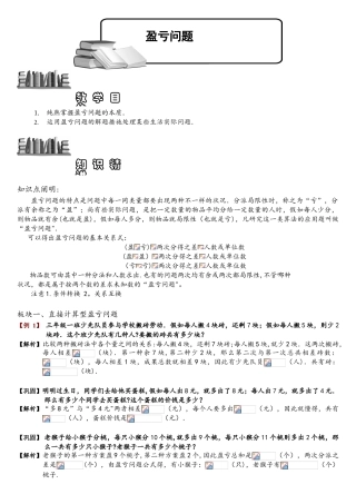 2025年盈亏问题题库教师版