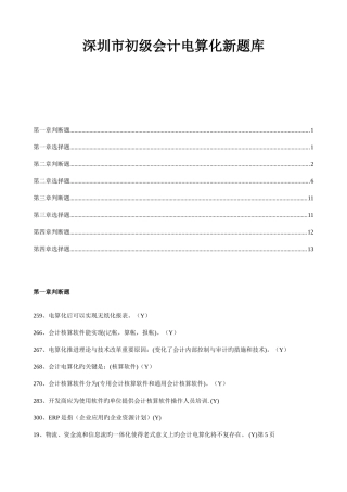 2025年深圳市初级会计电算化题库