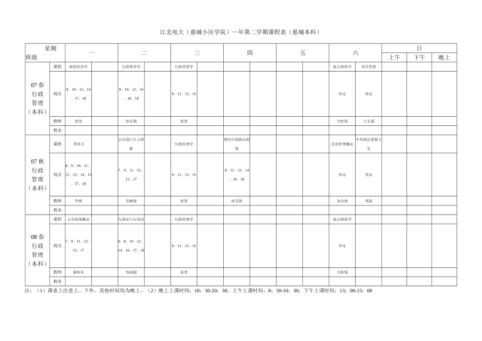 2025年江北电大慈城社区学院第一学期课程表_第2页
