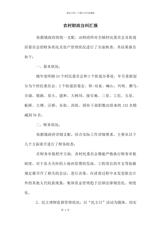农村财政自纠汇报