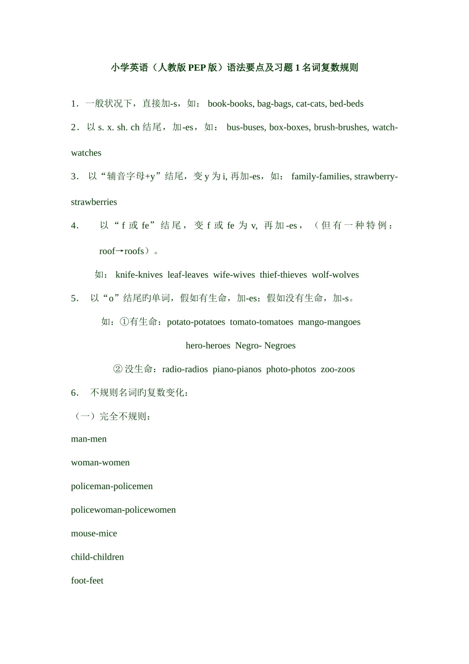 2025年新版小学英语人教版PEP版语法要点详解及练习题六年级小升初大全_第1页