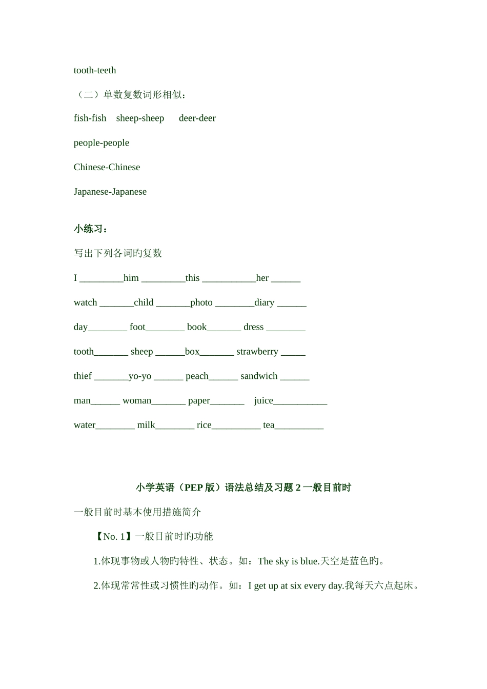2025年新版小学英语人教版PEP版语法要点详解及练习题六年级小升初大全_第2页