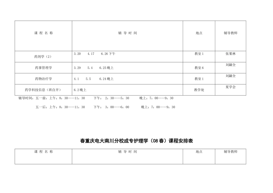 2025年春重庆电大南川分校成专课程安排表_第3页