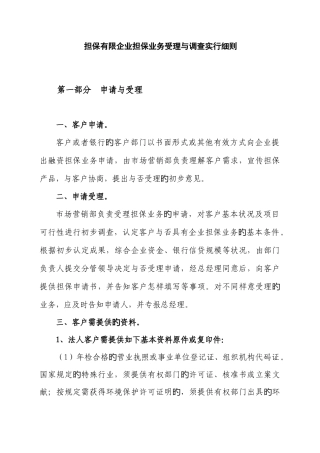 2025年担保业务受理与调查实施细则全套资料