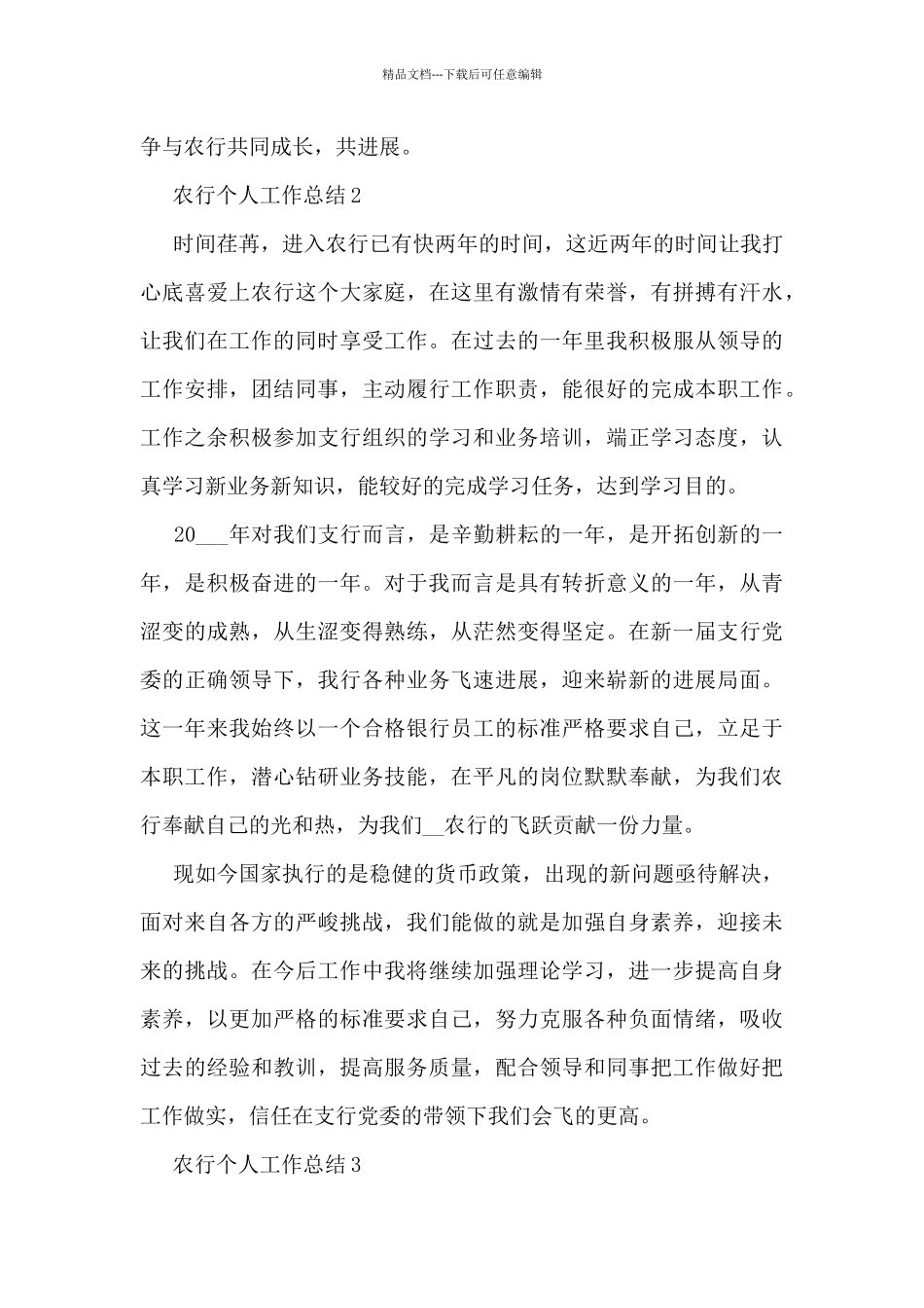 农行个人工作总结5篇_第3页