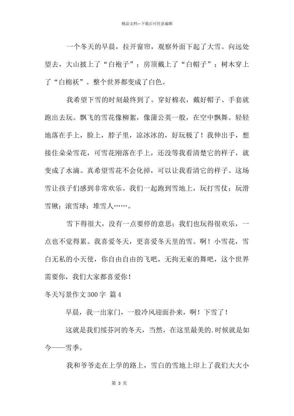 冬天写景作文300字汇编10篇_第3页