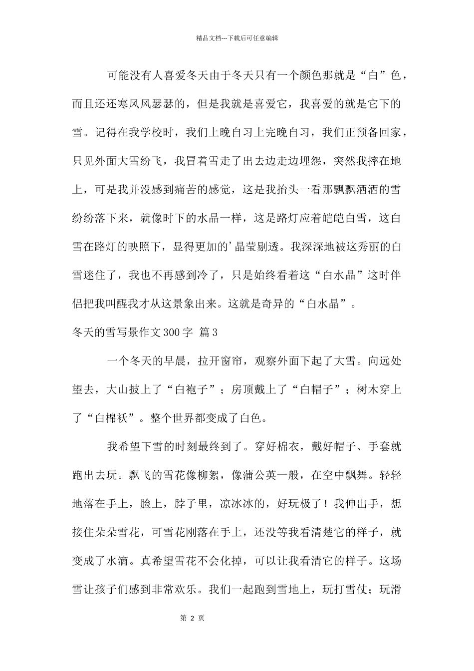 冬天的雪写景作文300字3篇_第2页