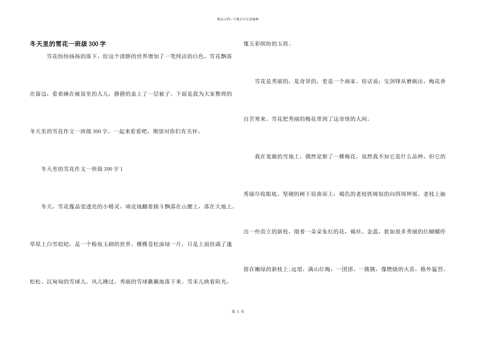 冬天里的雪花一年级300字_第1页