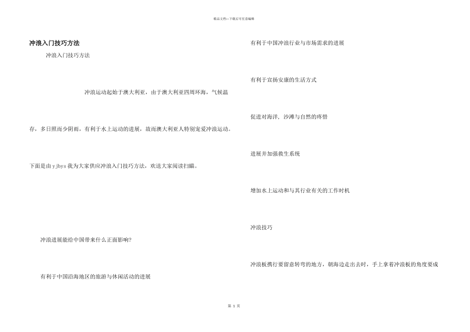 冲浪入门技巧方法_第1页
