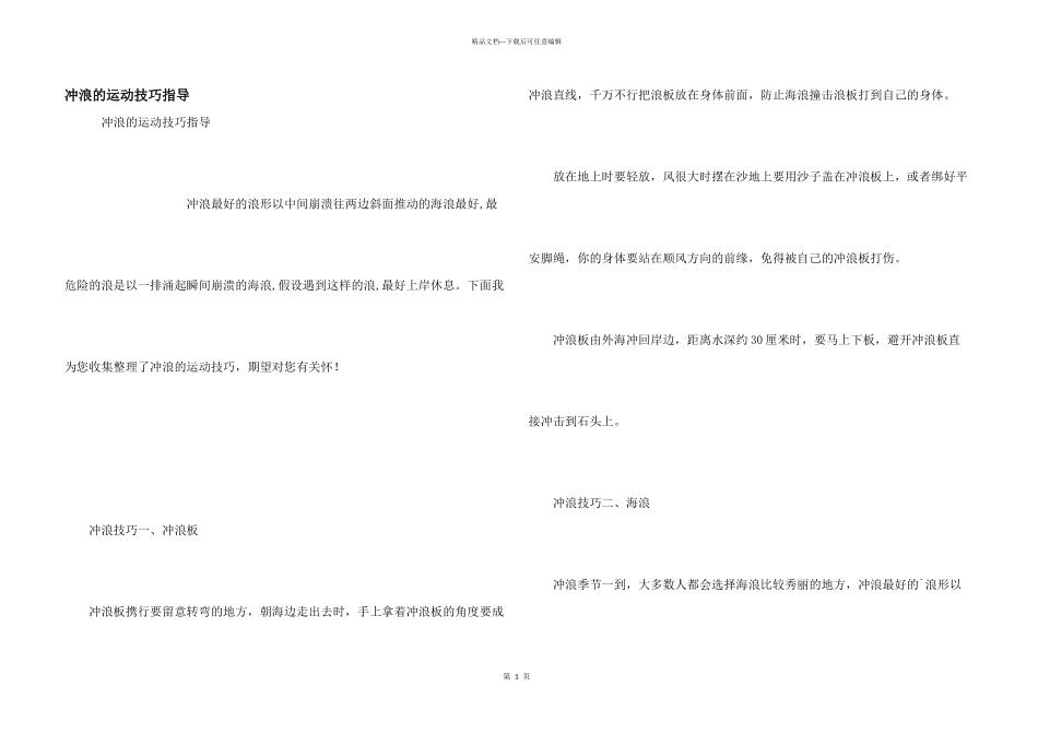 冲浪的运动技巧指导_第1页