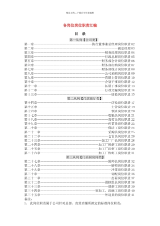 决胜酒店餐饮连锁各岗位职位说明书42页