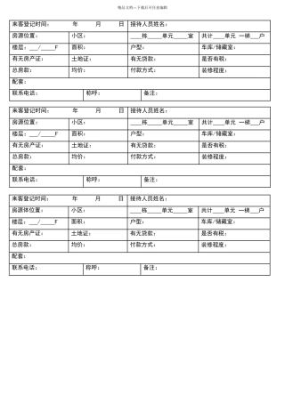 出售房源登记表格
