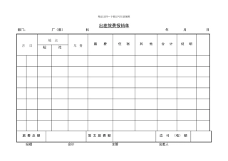 出差旅费报销单Word表格