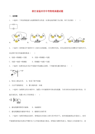 2025年浙江省温州市中考物理真题试题含解析