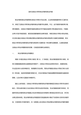 2025年浅析注册会计师的职业判断和职业怀疑