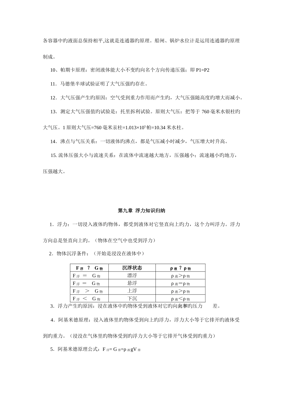 2025年沪科版八年级物理下册知识点总结一_第3页