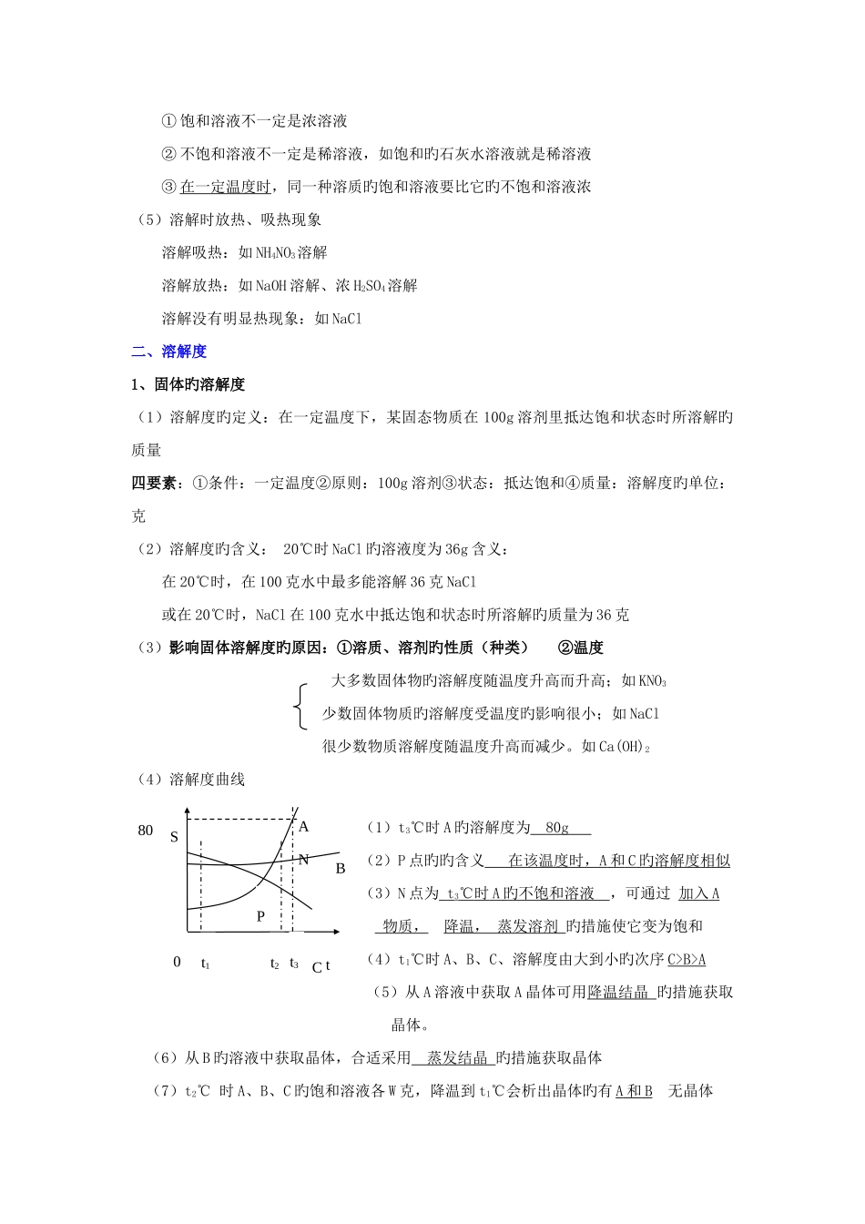 2025年溶解度知识要点归纳和练习题_第2页