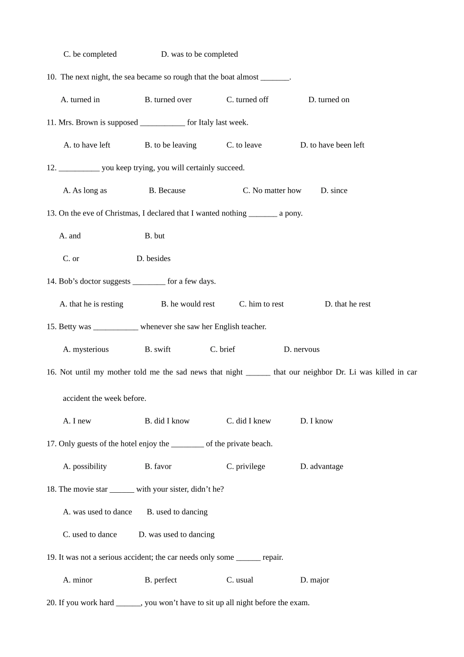 2025年成人高考专升本英语试题及答案_第3页