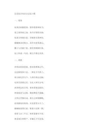 2025年法史综合知识点记忆口歌