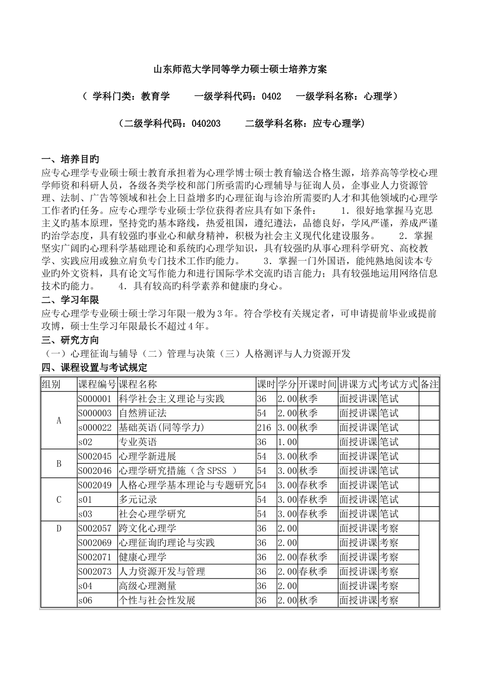 2025年山东师范大学同等学力硕士研究生培养方案_第3页