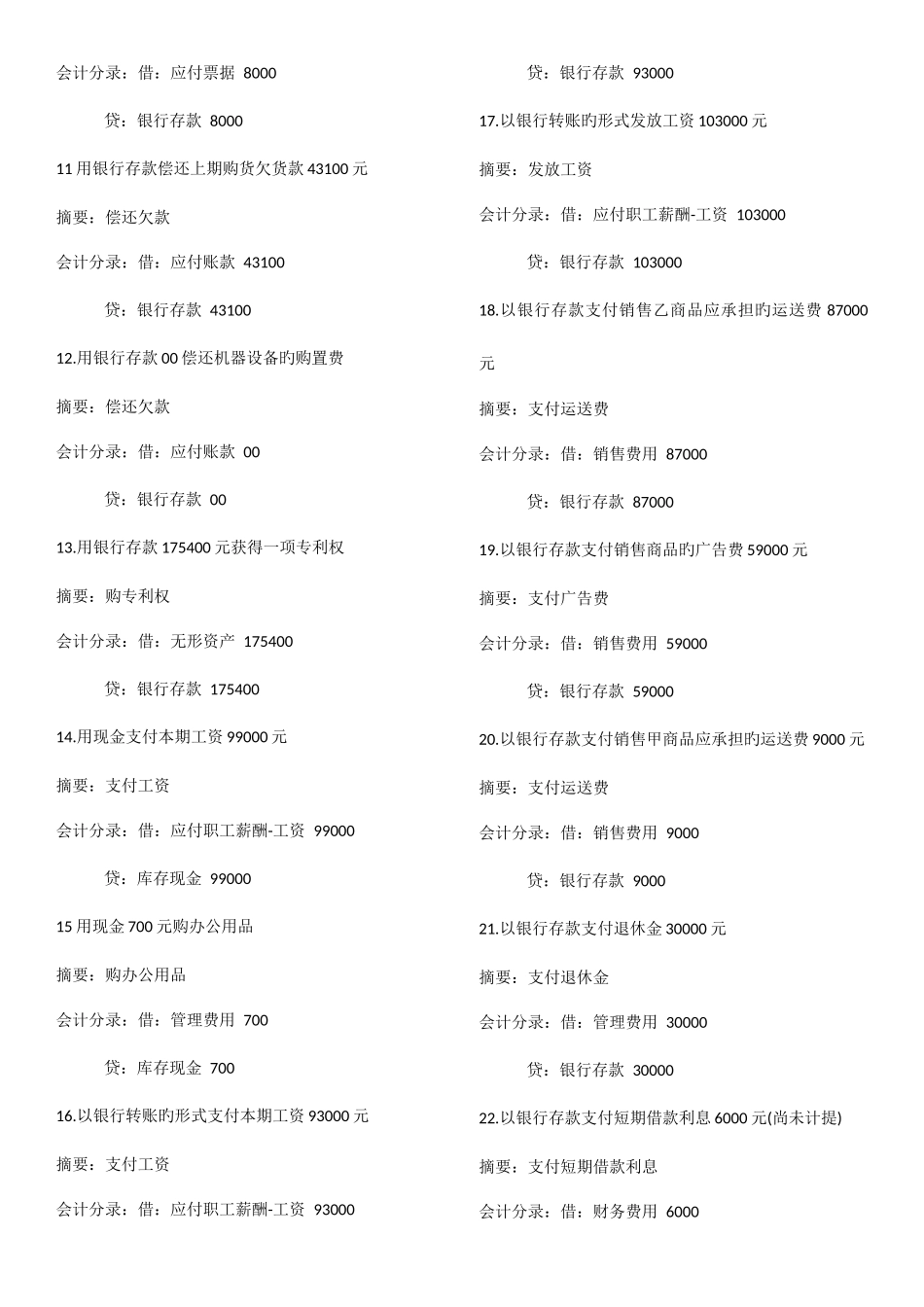 2025年湖北省会计从业资格证电算化会计分录题库_第2页