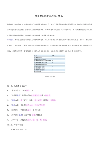 2025年执业中药师考试重点总结中药一