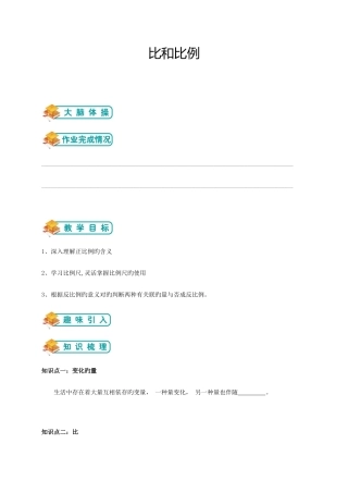 2025年小升初总复习第八讲比和比例