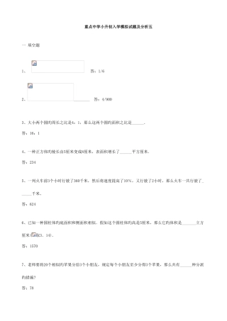 2025年小学数学重点中学小升初分班考试题及详解五