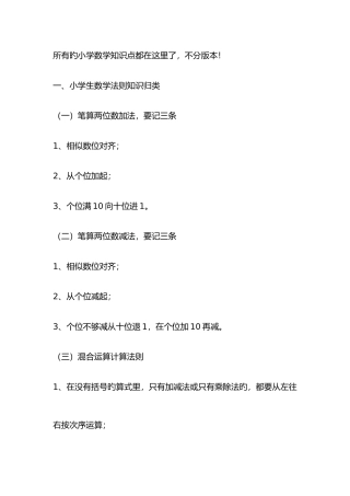 2025年所有的小学数学知识点都在这里了