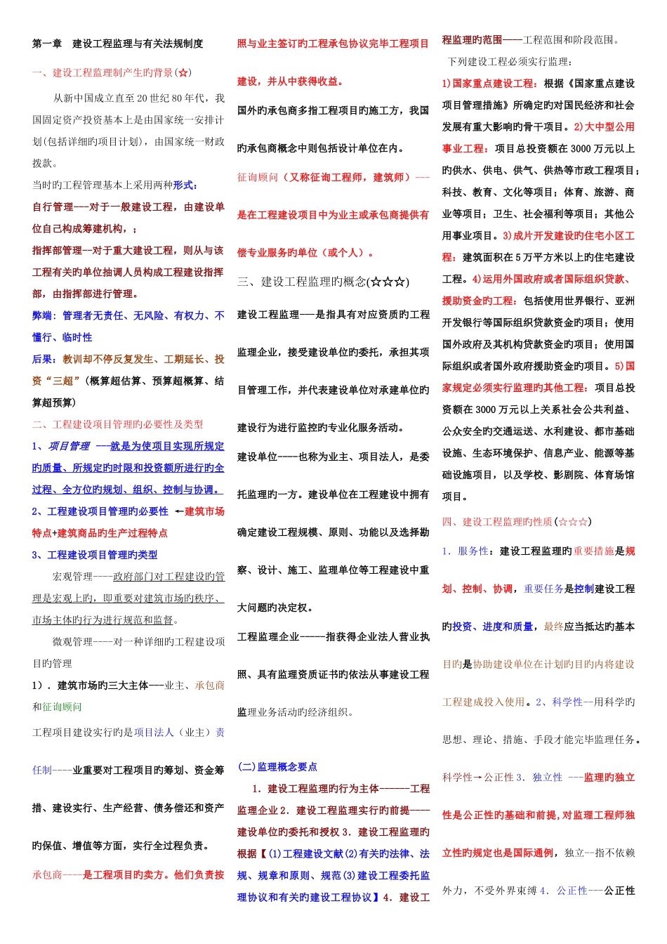2025年广播电视大学电大建设监理考点版_第1页