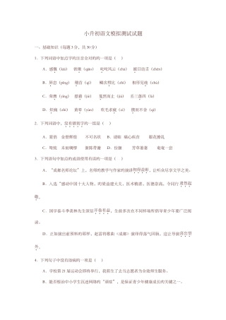 2025年小升初语文模拟测试试题及答案