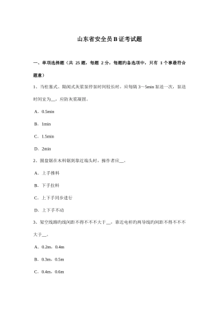 2025年山东省安全员B证考试题