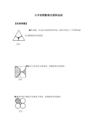 2025年小升初数学阴影部分算面积