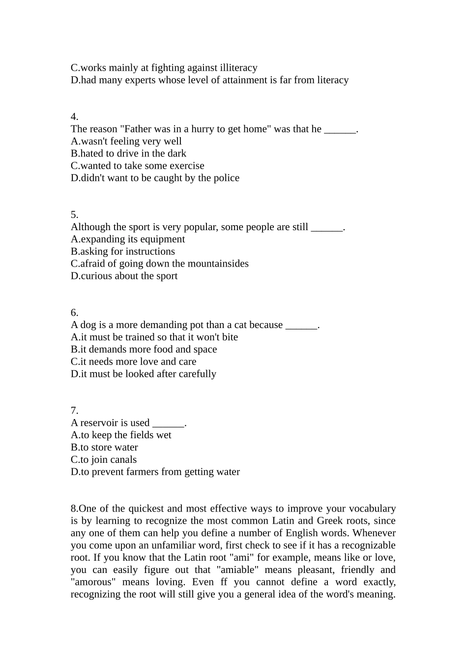 2025年安徽省六安市公共英语二级笔试模拟考试含答案_第2页