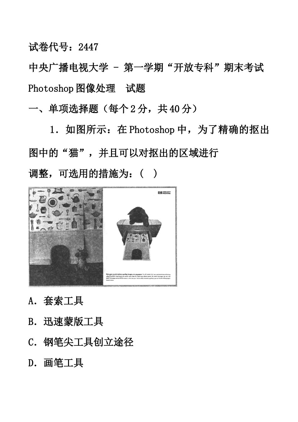 2025年电大历年考试photoshop_第2页