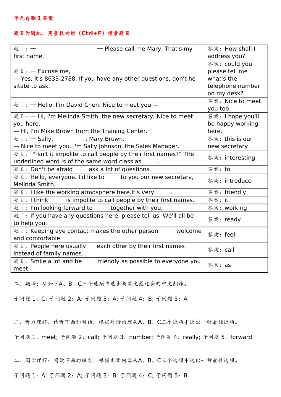 2025年电大网上形考管理英语答案解析_第1页