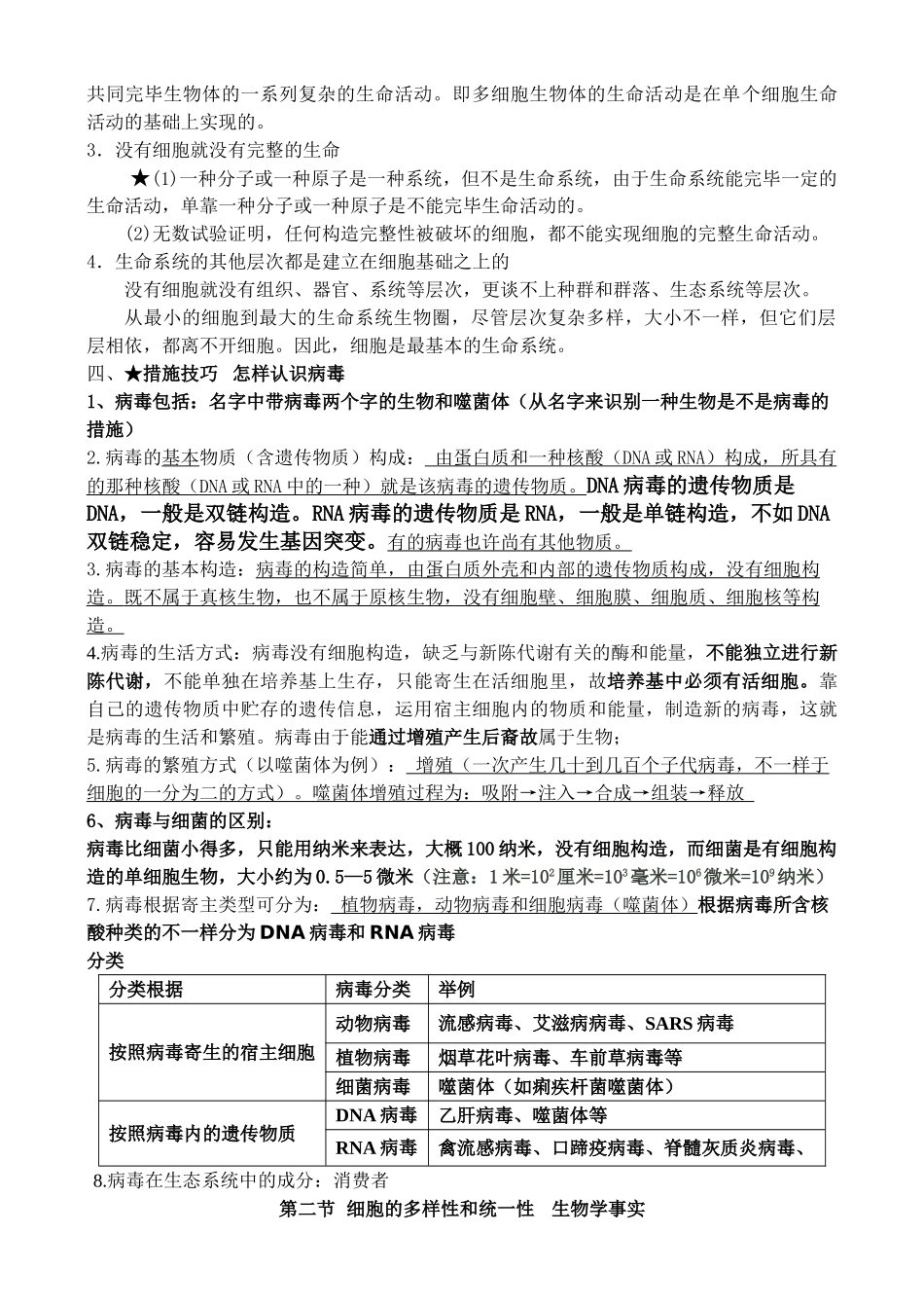 2025年高中生物必修一第一章知识点总结90184教学文稿_第3页