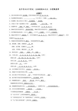 2025年高中生物学考知识点背诵清单32161教学提纲