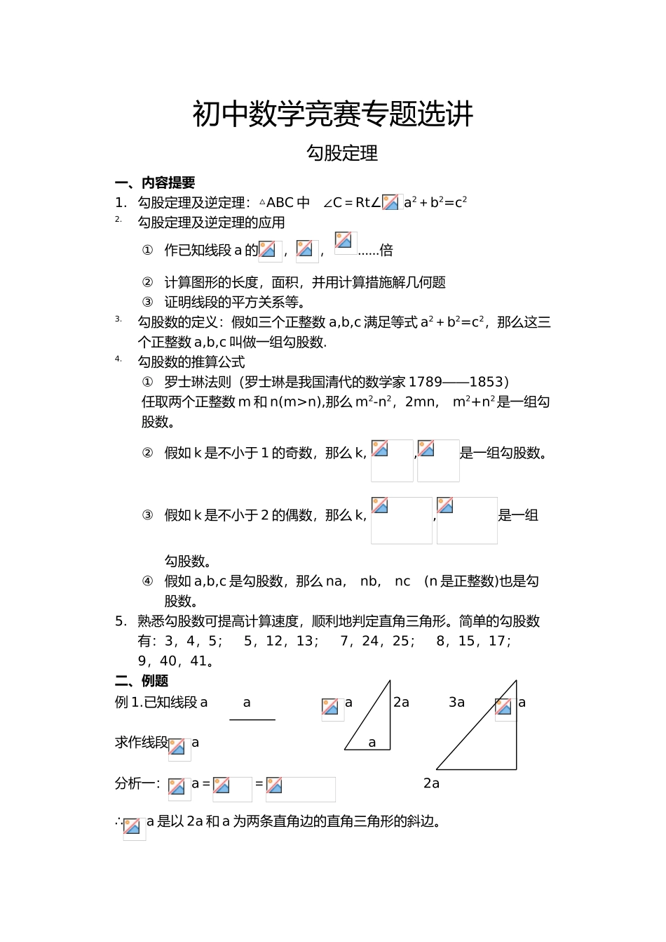 2025年初中数学竞赛专题选讲勾股定理_第1页