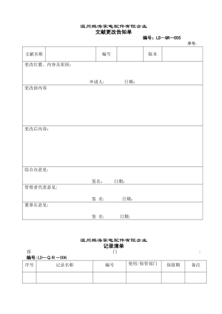 2025年iso9001全套记录表格范本