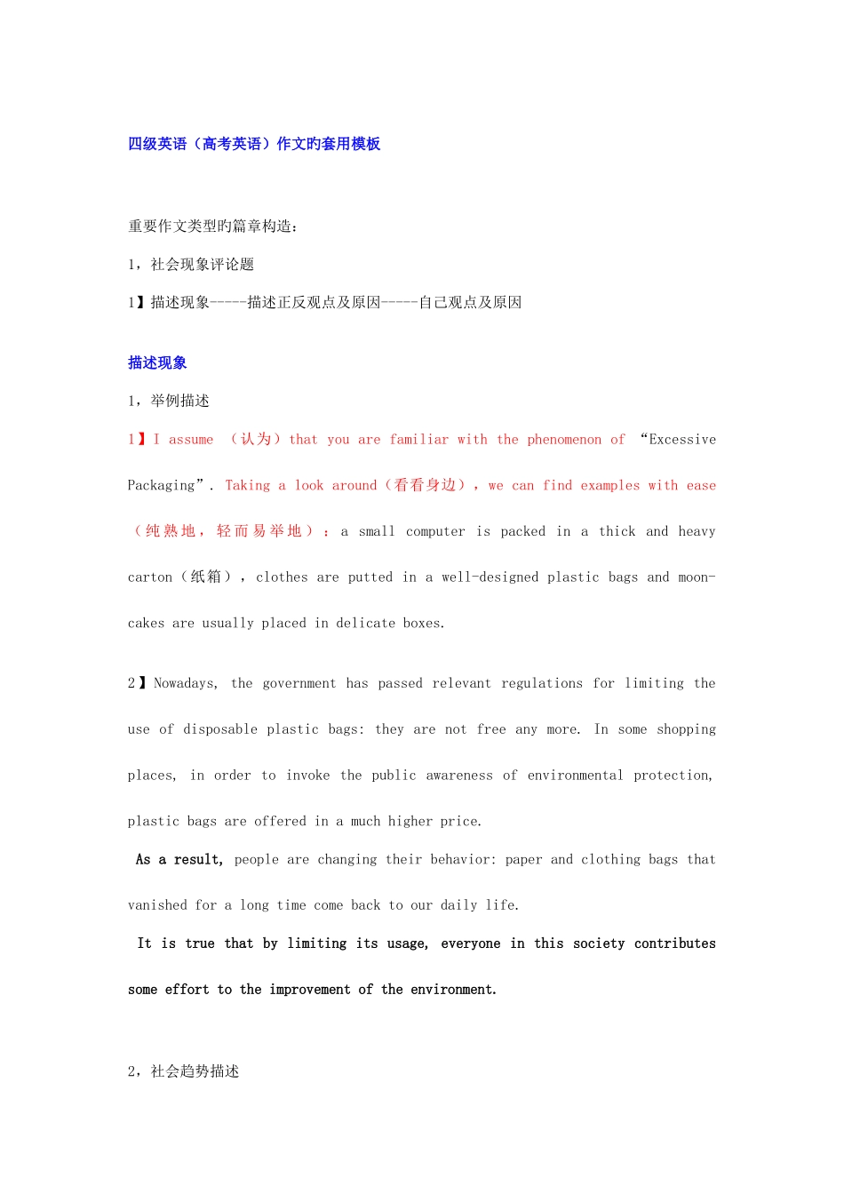 2025年英语四级作文模板_第1页