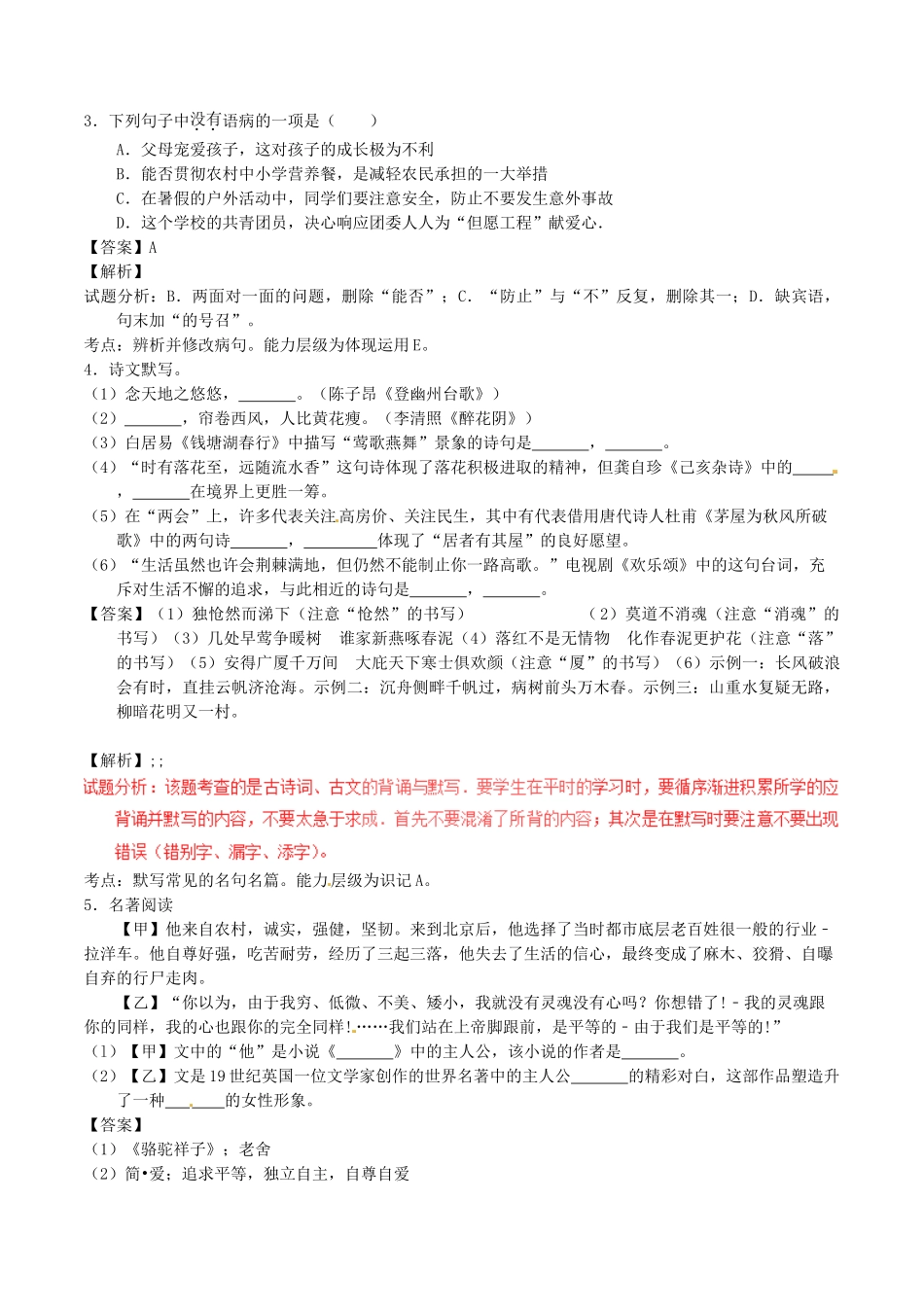 2025年黑龙江省龙东地区中考语文真题试题含解析_第2页