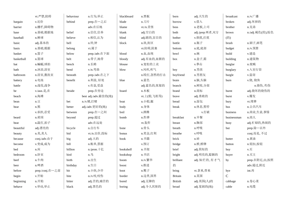 2025年电大网考B级英语单词整理打印版_第3页