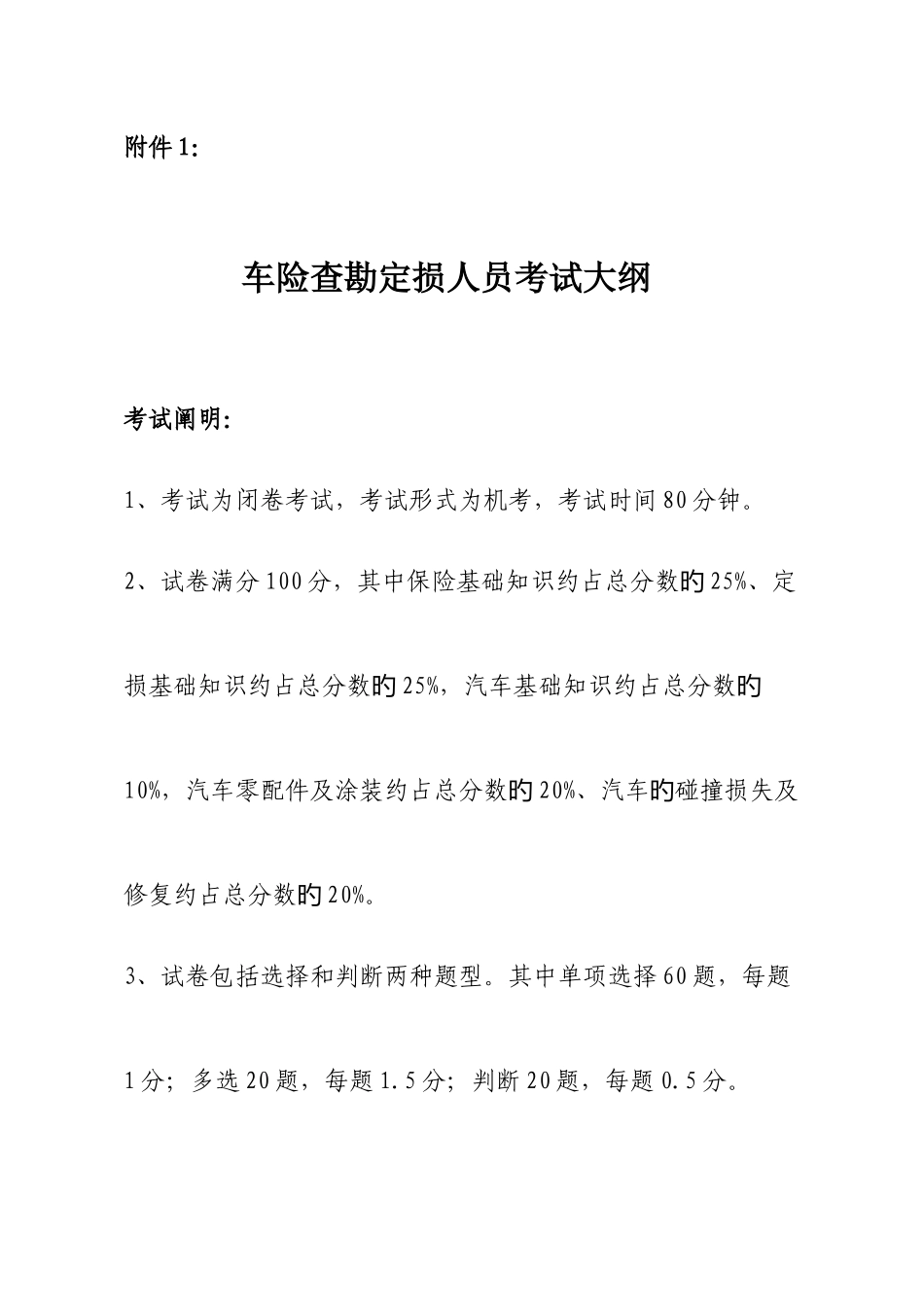 2025年车险查勘定损人员上岗考试样题_第1页