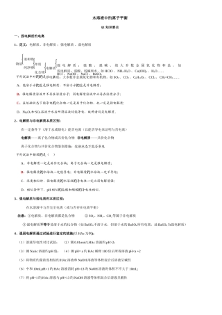 2025年高中化学选修水溶液中的离子平衡知识点和题型总结