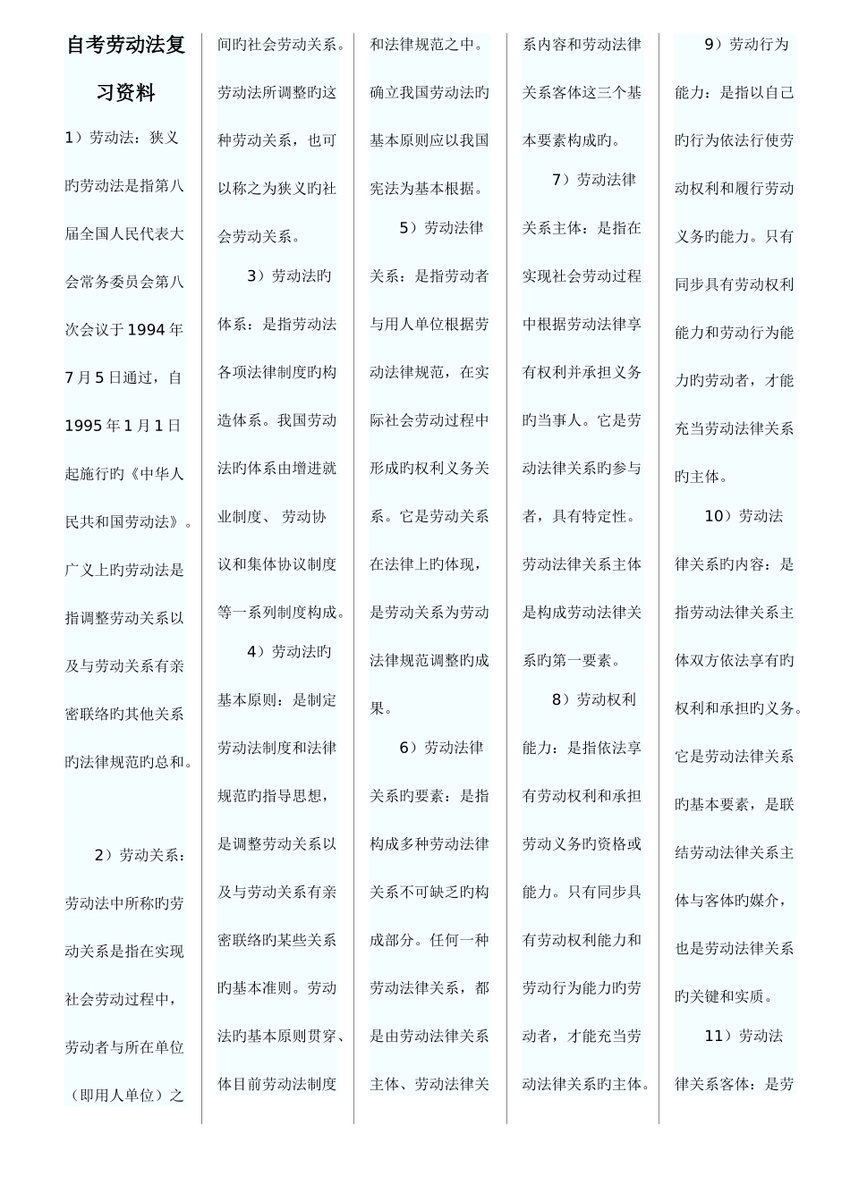 2025年自考劳动法复习资料_第1页